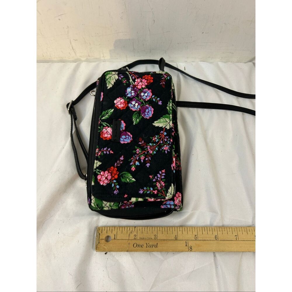 Vera Bradley Floral and Black rfid crossbody zipper wallet nwot 8"x5" - Picture 7 of 10